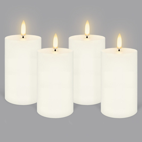 4 Piece Uyuni Remote Enabled Wax Pillar Candle Set