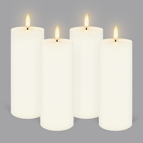 4 Piece Uyuni Remote Enabled Wax Pillar Candle Set