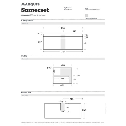 Wall Mounted Somerset Symphony-Top Vanity