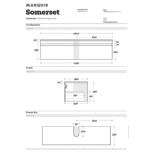Wall Mounted Somerset Symphony-Top Vanity