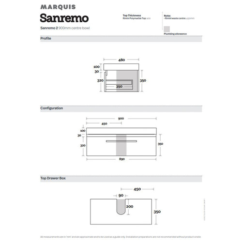 Wall Mounted San Remo Polymarble Vanity