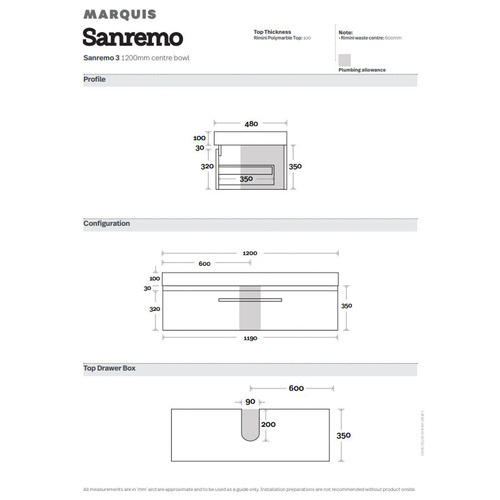 Wall Mounted San Remo Polymarble Vanity