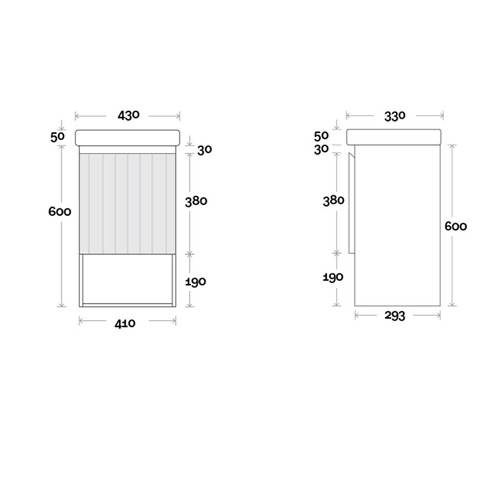 Norfolk 430mm Wall Hung Single Vanity with Ceramic Basin
