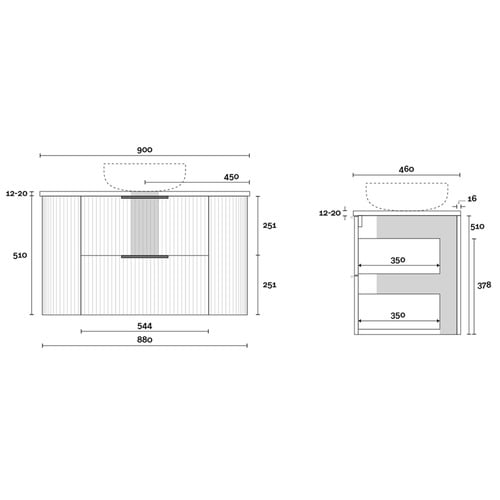 Shore 900mm Wall Hung Vanity