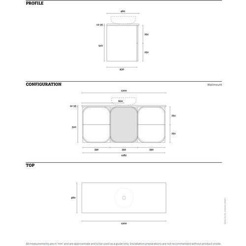 Port 1200mm Wall Hung Single Vanity