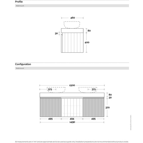 Chelsea 1500mm Wall Hung Double Vanity