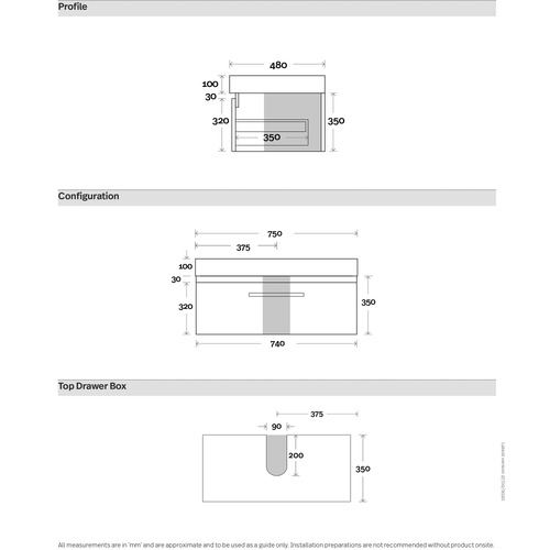 Sanremo 750mm Wall Hung Single Vanity