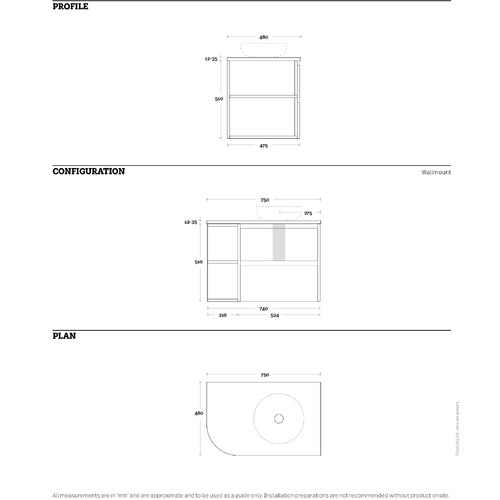 Avion 750mm Wall Hung Single Vanity