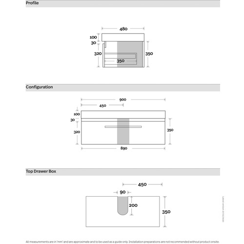 Sanremo 900mm Wall Hung Single Vanity