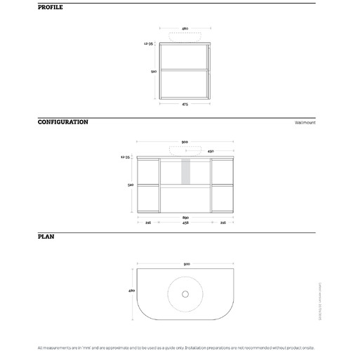 Avion 900mm Wall Hung Single Vanity