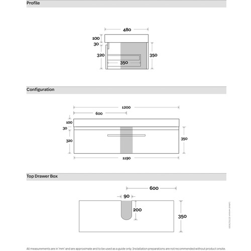 Sanremo 1200mm Wall Hung Single Vanity