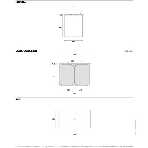 Port 750mm Wall Hung Single Vanity