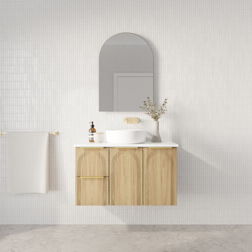 Arco 900mm Wall Hung Single Vanity with Solid Surface Countertop