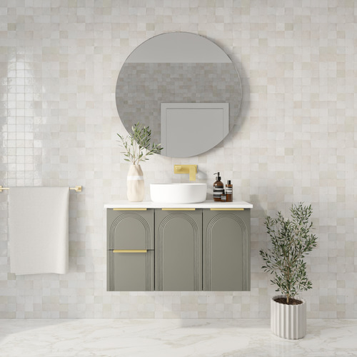 Arco 900mm Wall Hung Single Vanity with Solid Surface Countertop