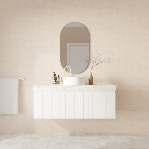 Chelsea 1200mm Matte White Wall Hung Single Vanity with Stone Countertop