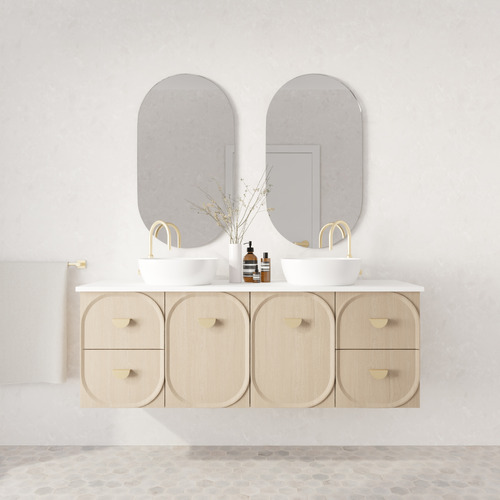 Port 1500mm Wall Hung Double Vanity  with Solid Surface Countertop