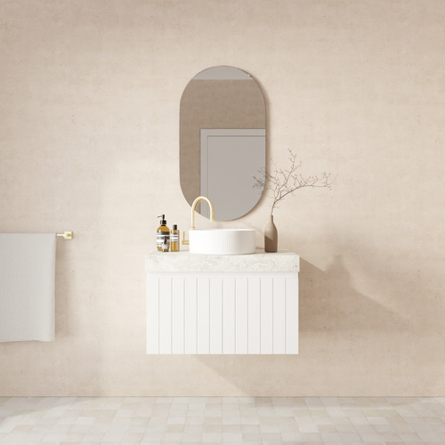 Chelsea 750mm Matte White Wall Hung Single Vanity with Stone Countertop
