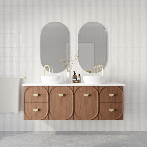 Port 1500mm Wall Hung Double Vanity  with Solid Surface Countertop