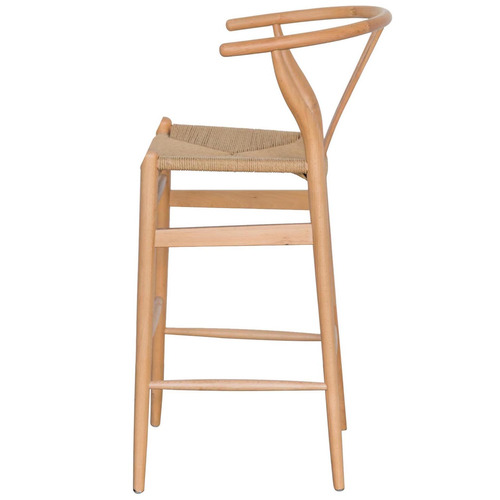 LilaInteriors 65cm Natural Wishbone Replica Beech Barstool Temple