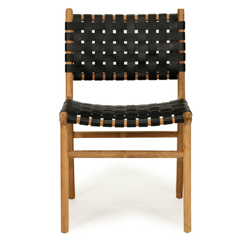 LilaInteriors Pasadena Woven Leather Dining Side Chair | Temple & Webster