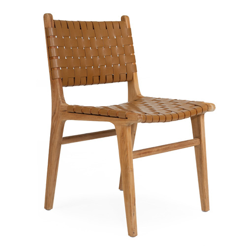 Pasadena Woven Leather Dining Side Chair