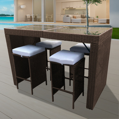 MilanoOutdoor 4 Seater Arcon PE Rattan Outdoor Bar Table Set | Temple ...