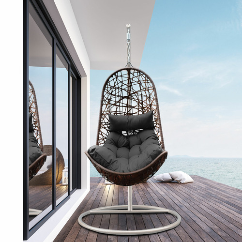 Chiswick Living Premium Arcon Curved PE Rattan Outdoor Hanging Egg