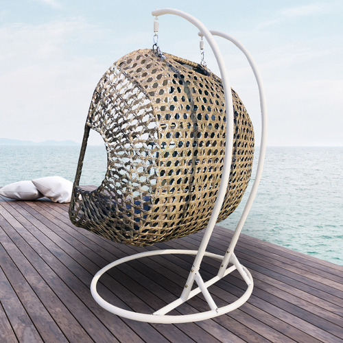 MilanoOutdoor 2 Seater Arcon Curved PE Rattan Outdoor Hanging Egg Chair