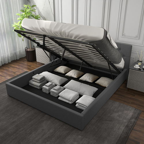 Chiswick Living Grey Capri Luxury Gas Lift Storage Bed | Temple & Webster