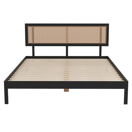 Black Senna Rattan Platform Bed Temple & ster