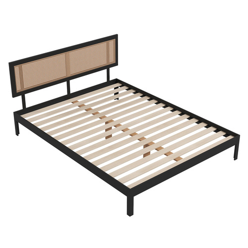 Black Senna Rattan Platform Bed Temple & ster