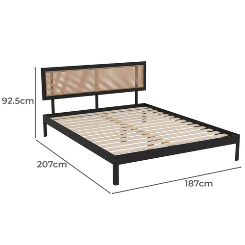Black Senna Rattan Platform Bed Temple & ster