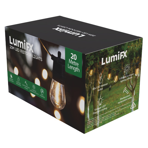 20m Warm White Shelby LED Outdoor Festoon Lights