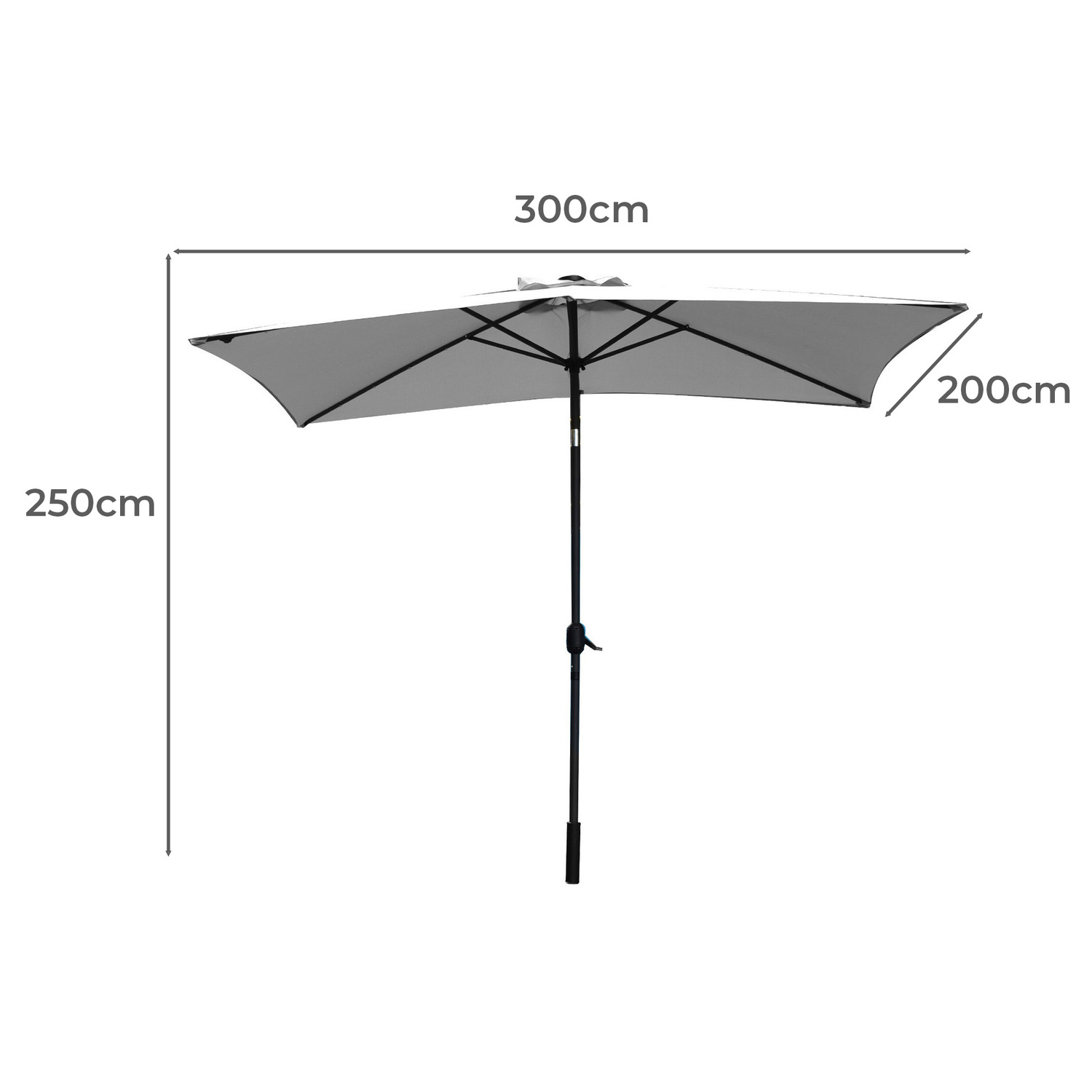 3m Market Umbrella with Solar LED Lights