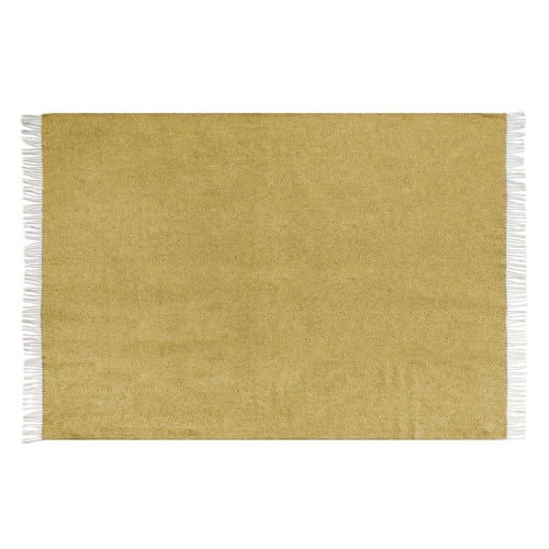 Hampton Merino Wool Throw Rug with White Fringes