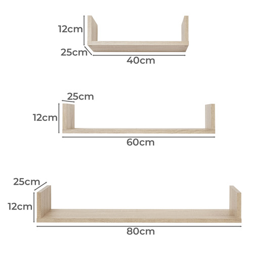 3 Piece Oslo Wall-Mounted Shelf Set