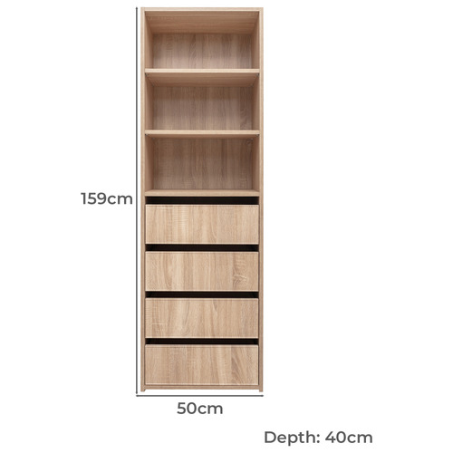 Geneva 4 Drawer & 3 Shelf Wardrobe