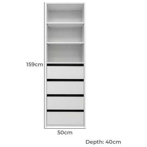 Geneva 4 Drawer & 3 Shelf Wardrobe