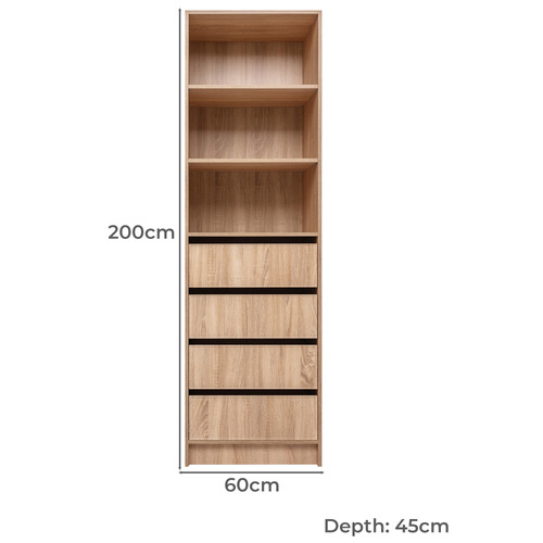 Malmo 4 Drawer & 3 Shelf Wardrobe