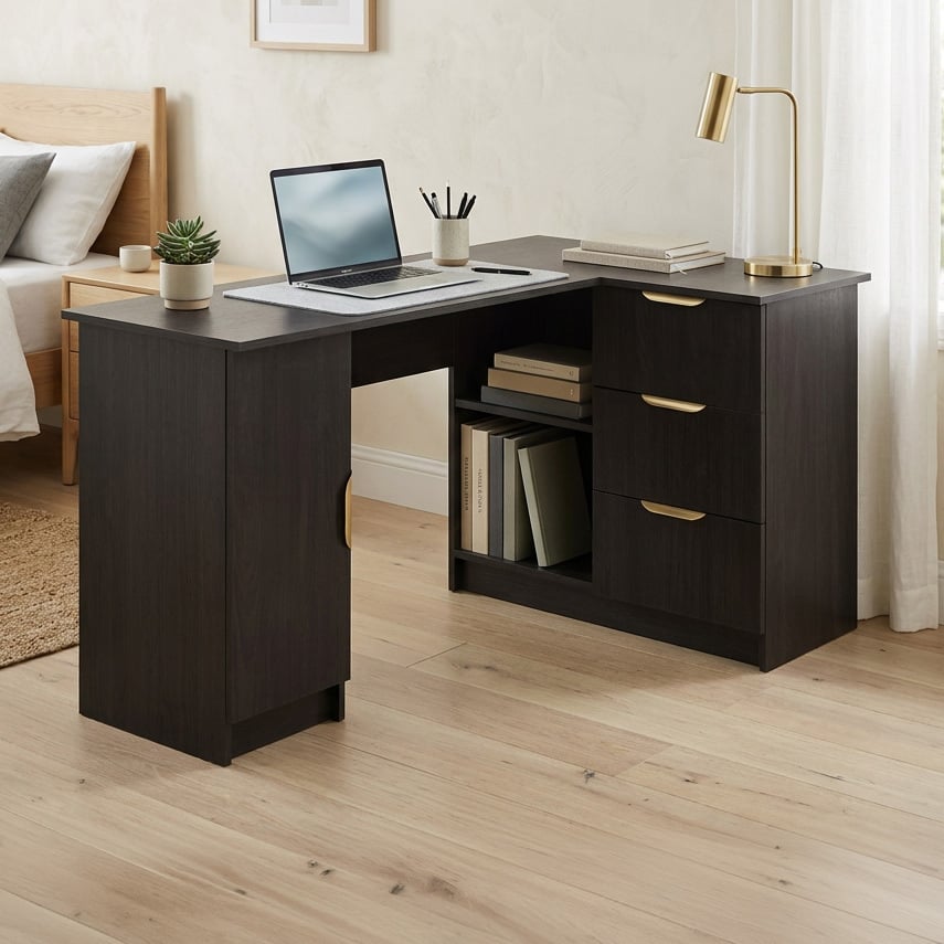 Bekston Pull Handle L-Shape Desk