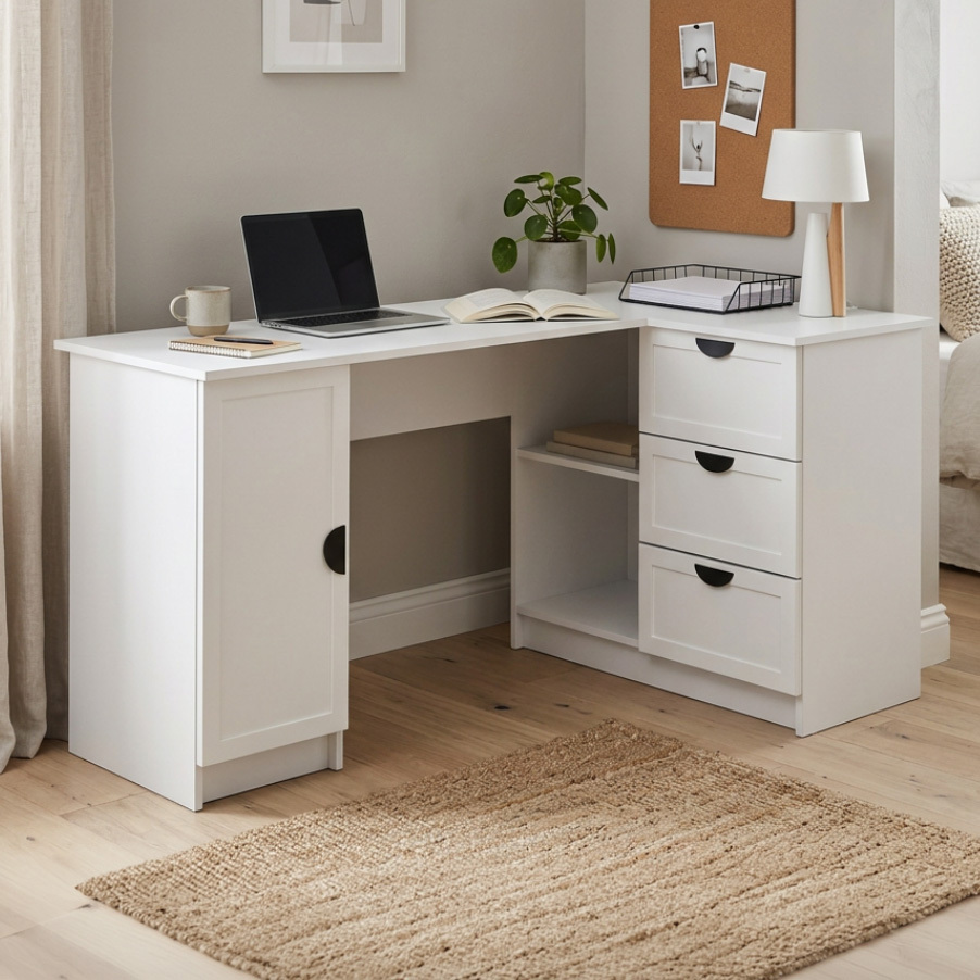Michelin Half Moon Handle L-Shape Desk