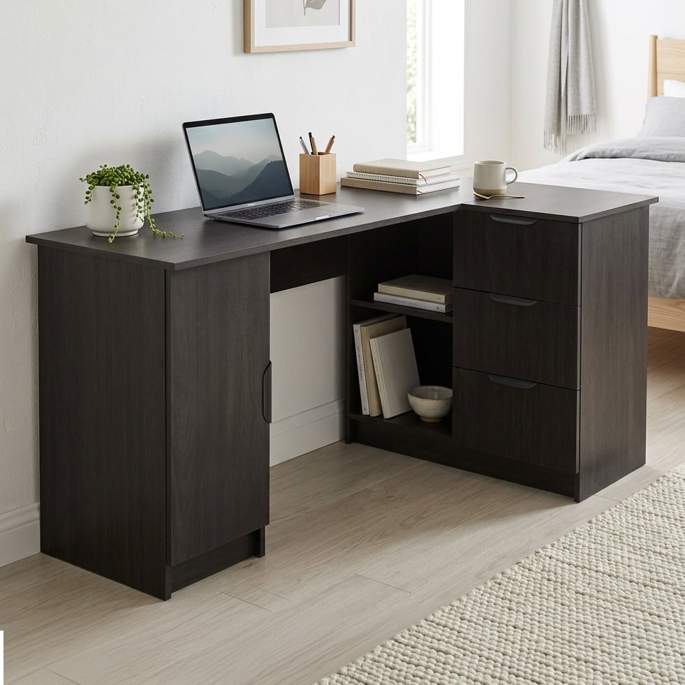 Bekston Pull Handle L-Shape Desk