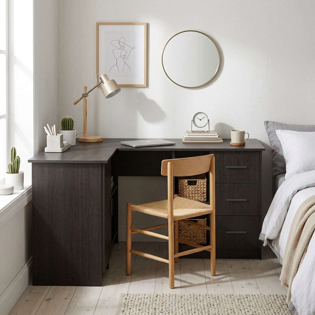 Bekston Oval Handle L-Shape Desk