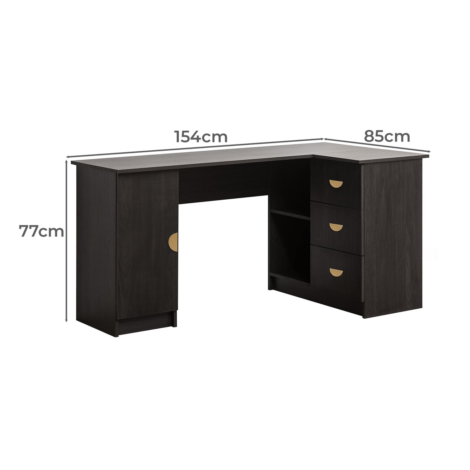 Bekston Half Moon Handle L-Shape Desk