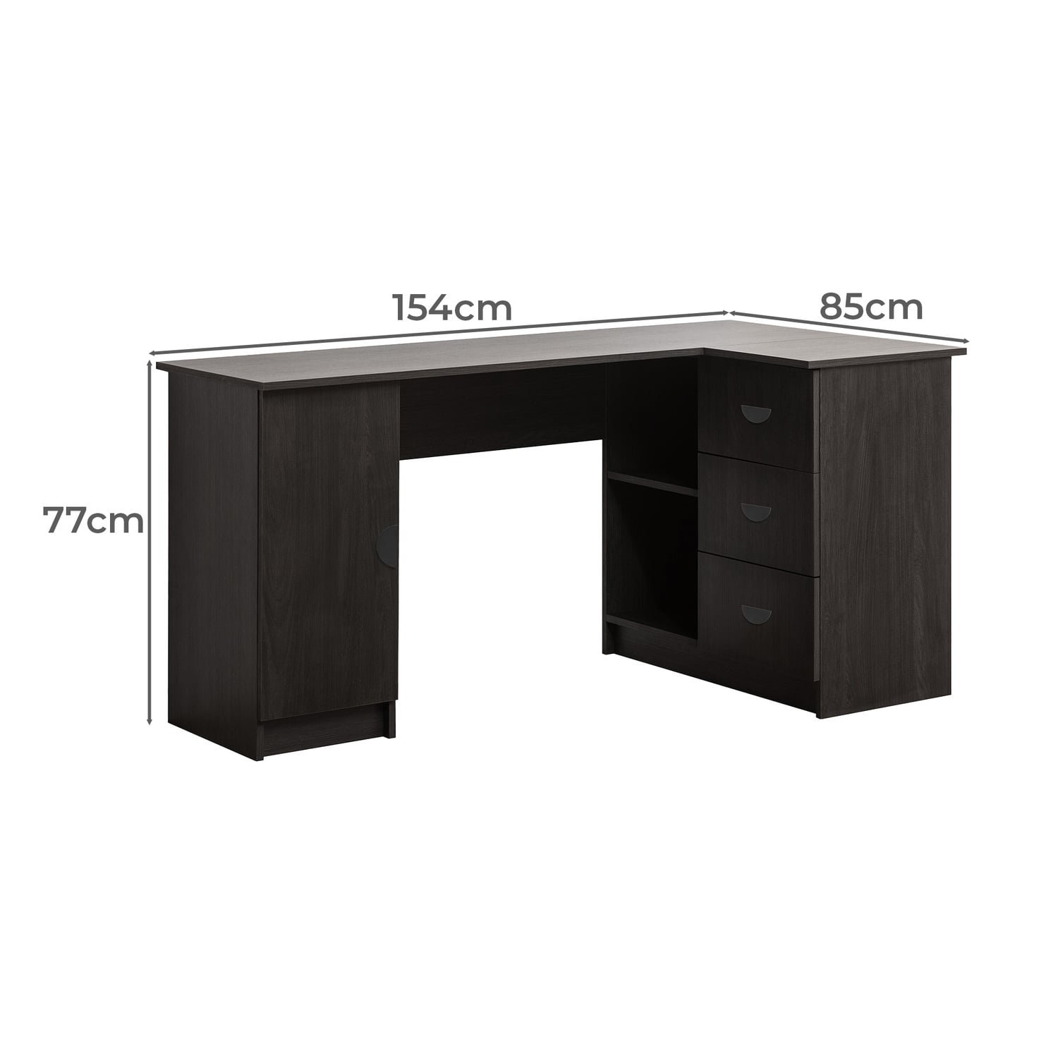 Bekston Half Moon Handle L-Shape Desk