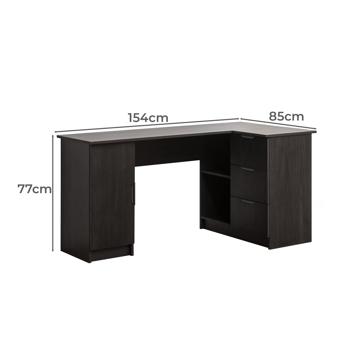Bekston Pull Handle L-Shape Desk