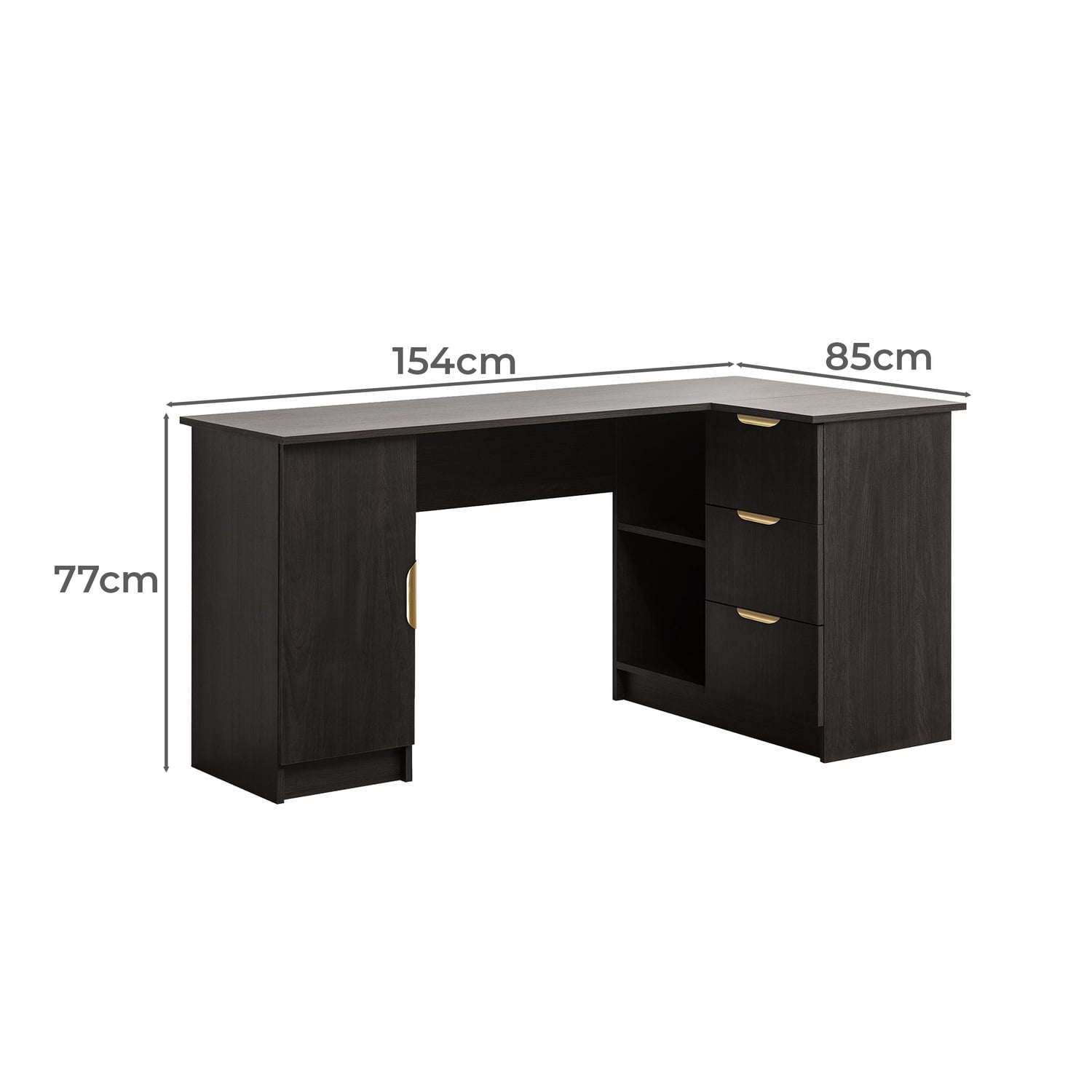 Bekston Pull Handle L-Shape Desk