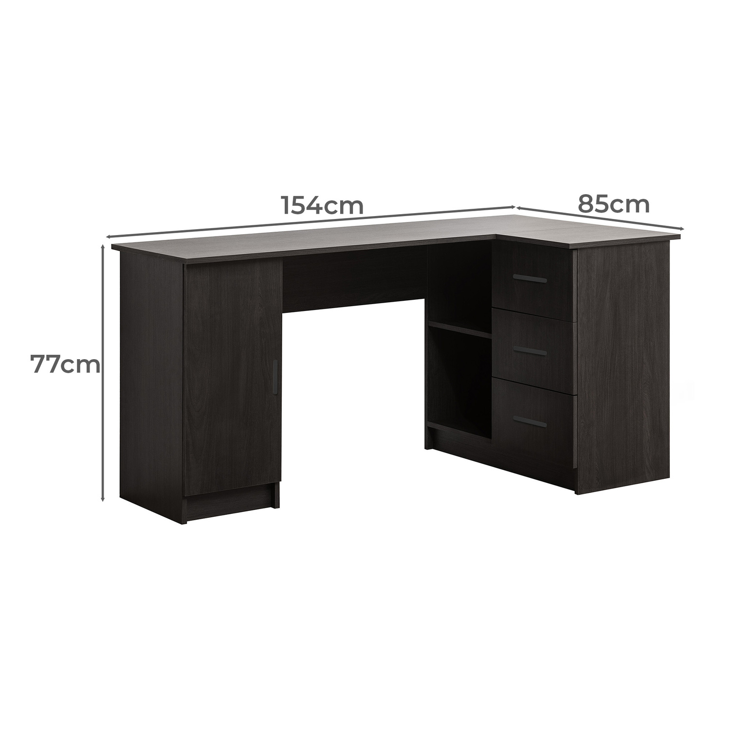Bekston Oval Handle L-Shape Desk