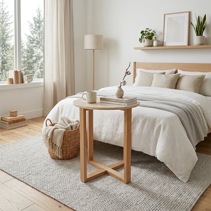 Kiri Travertine-Look Side Table