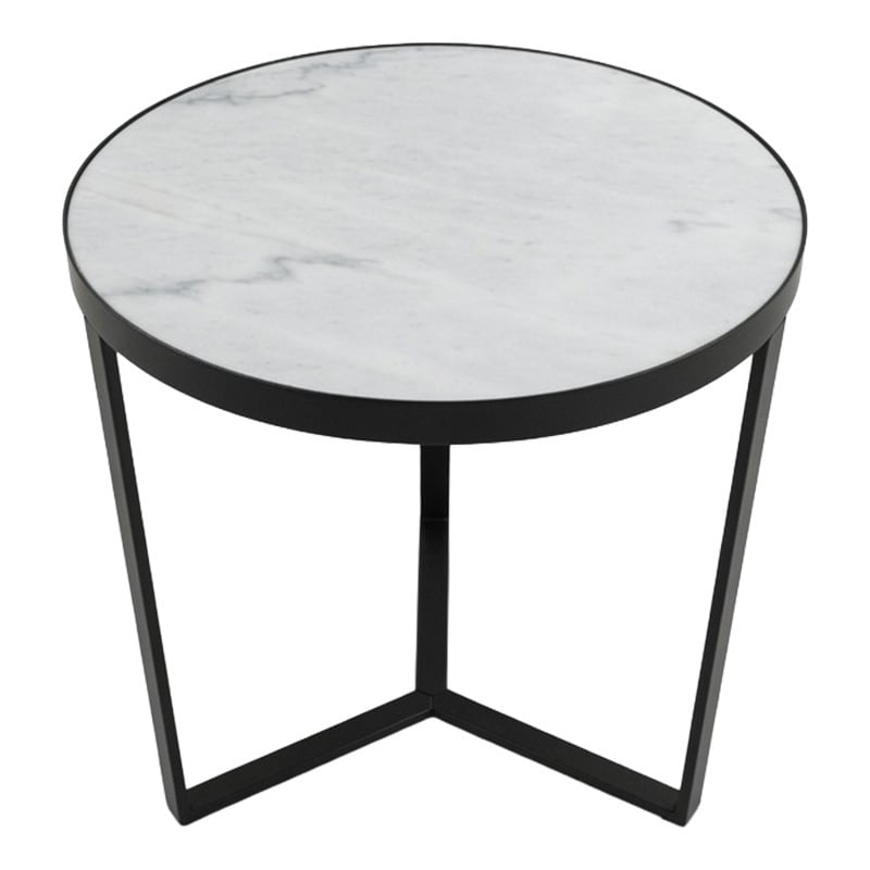 Krey White Marble Side Table